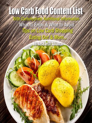 cover image of Low Carb Food Content List--With Carbohydrate Nutritional Information--What to Enjoy & What to Avoid--Tips on Low Carb Shopping Eating Out & More